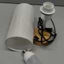 UNIFUN Bedside Table Lamp for Bedroom - 4 Way Dimmable Touch Lamp with USB and Type-C Charge Port, Small Wood Base Round Flaxen Fabric Shade Lamp Living Room,Bedroom Use(Yellow Color Base) (Warm White)