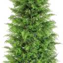 72 in Artificial Cedar Tree One Set, 6FT SEVENLOVE Potted Cedar Tree Topiary Artificial Plant Shrub for Front Porch Home Office Decor (1 6FT)