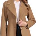 Allegra K Women's Elegant Notched Lapel Button Single Breasted Winter Coat Small Mid Brown