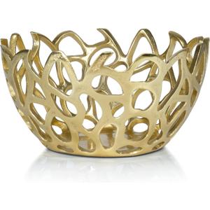 Red Co. 10 Decorative Round Aluminum Golden Branch Reef Centerpiece Bowl