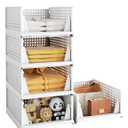 5 Pack Closet Organizer System, Stackable Plastic Clothes Storage Basket, Stackable, Foldable Organizers for Wardrobe Clothes Organizer Suitable for Bedrooms Bathrooms Kitchen Living Rooms Office Dorm