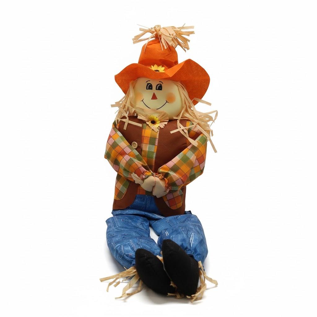 Marsui 1 Pcs Life Size Scarecrow Fall 47 Post Climbing Sitting Large Scarecrow Dolls with Moveable Arms and Legs for Halloween Thanksgiving Harvest Garden Yard Outdoor Decor (Girl)