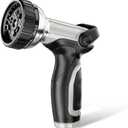 Garden Hose Nozzle with 9 Spray Patterns, Heavy Duty Aluminum Water Pipe Sprayer with Thumb Control On Off Valve for Easy Streams Control, Use for Outdoor