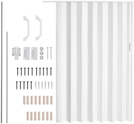 PVC Accordion Door | Folding Closet Doors - 60X80 Inches, with Installation Hardware, Handle, Lock for Bedroom Living Room Wardrobe