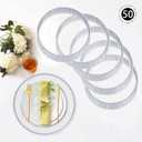 MAONAME 50 PCS Clear Charger Plates Bulk, 13" Plastic Round Beaded Chargers with Silver Rim, Frosted Grain Plate Chargers for Wedding, Party Event, Large