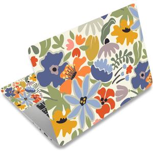 DINKY Laptop Notebook Skin Sticker Soft Cover Decal Fits 13 13.3 14 15 15.4 15.6 inch Laptop Protector Netbook PC, Easy to Apply and Remove (Colorful Abstract Flowers)