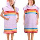 SUN CUBE Kids Towel Changing Swim Robe Surf Poncho, Quick Dry Microfiber Hooded Wearable Blanket for Boys Girls 3-7 Years, Sunset Purple