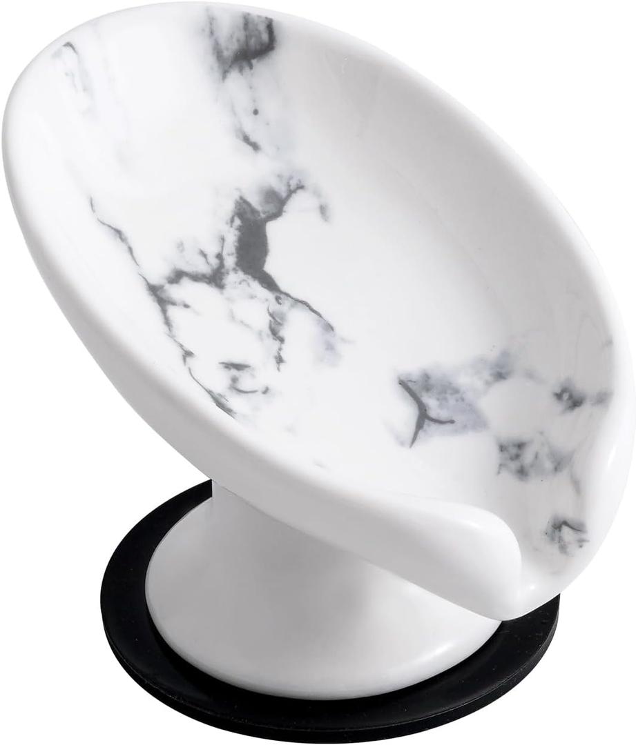 Soap Dish, Marble Soap Holder Self Draining Leaf Shape Soap Dishes,Ceramic soap Holder for ShowerBathroom Sink, Kitchen (1, Marble) (Small Size-marble)