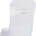 Joccun 30 PCS Spandex Chair Sashes Bows Stretch Chair Cover Band with Buckle Slider Universal Elastic Chair Ties for Wedding Banquet Party Event Decoration (White)