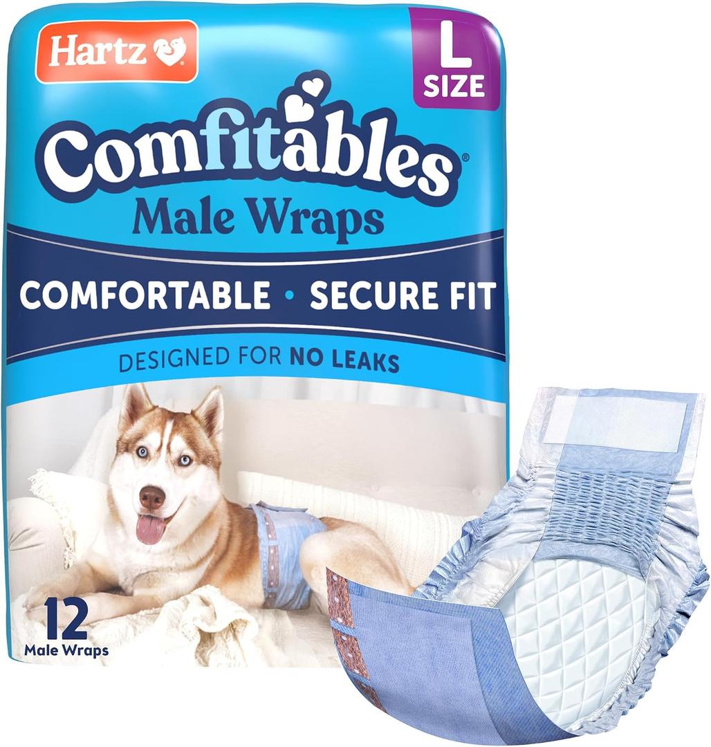 Hartz Comfitables Disposable Male Dog Wraps with Stretchy Waistband, Large 12 Count