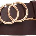 Fashion Women Leather Belts with Pin Buckle Waist Belt for Pants Dresses Jeans