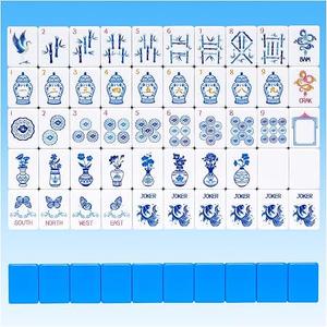 TIASUSAN Light Blue American Mahjong Tile Set(1.2"), 160 Engraved Tiles with Mahjong Tiles Bag and Mah-jongg Accessories