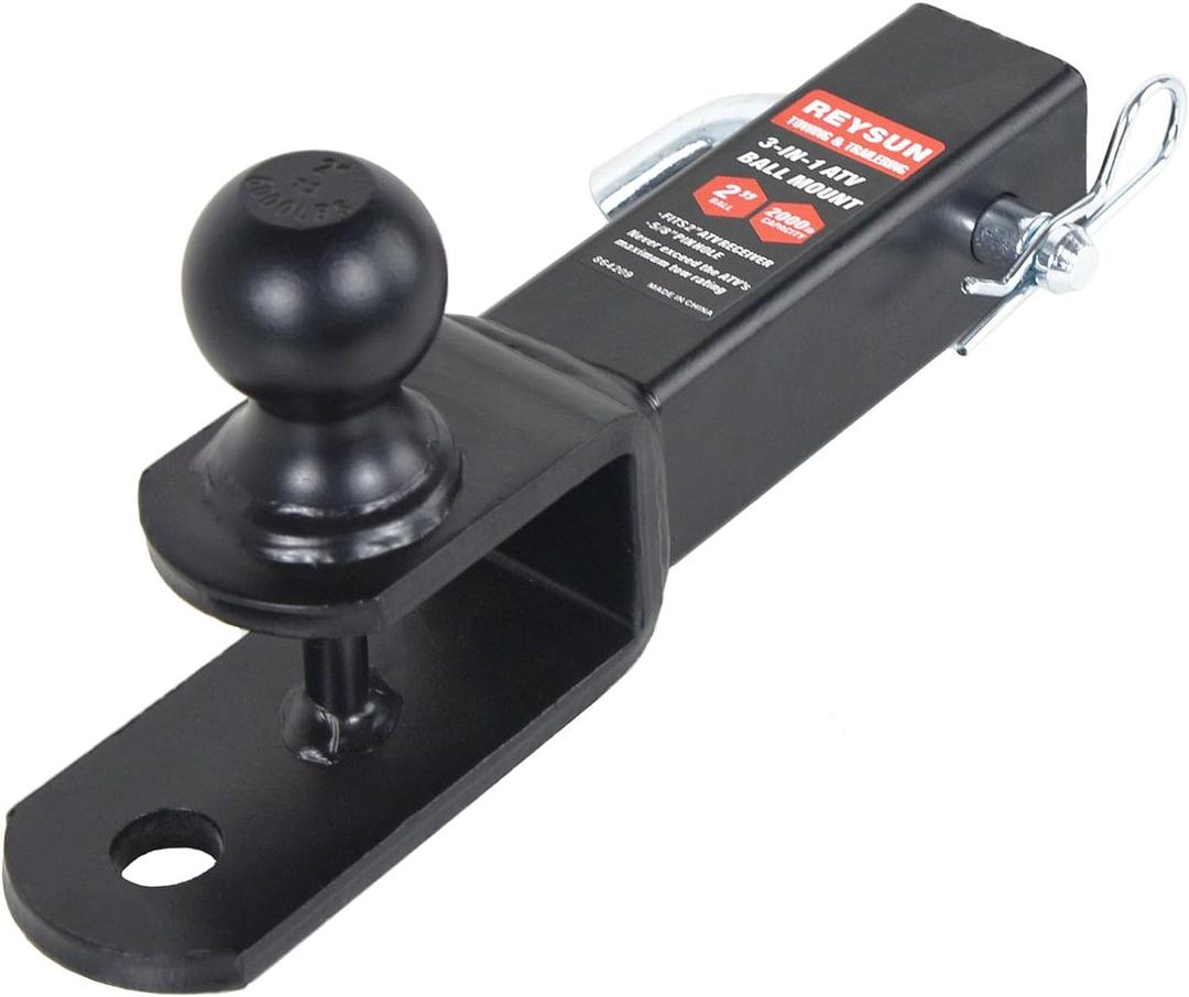 864209 3 in 1 ATV/UTV Trailer Hitch Towing Ball Mount with 2 inch Trailer Ball, Fits 2 inch Hitch Receiver