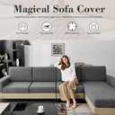Couch Cushion Covers for Sectional Sofa, Wear Resistant Stretch Sofa Slipcovers for Chair Sofa Cushion Furniture Protector Washable Seat Cover for Pets (Dark Gray, 3 Seat Covers S+ 1 Chaise)