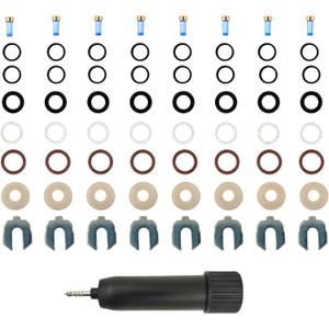 Fuel Injector Repair Seal Kit Compatible with GMC Yukon XL Sierra 1500 Chevy Tahoe Suburban Silverado 1500 2500 V6 4.3L V8 5.3L Replace 12668390 Micro Filters Buckle O-ring Cap 8 Sets