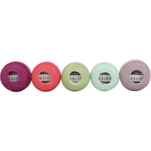 Size 40 Double Mercerized Egyptian Long Staple Cotton Pearl Thread 5 Colors per Box for Crochet Embroidery Cross Stitch (Set K)