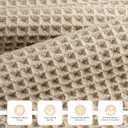 MICROFI Microfiber Waffle Bath Towels, 3 Pieces, Oversized, Soft, Absorbent, Fast Drying, Lint Free, Includes Bath, Face and Hand Towels 430 GSM Beige