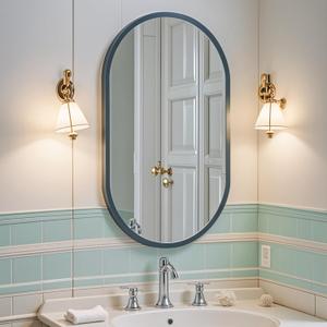 20x30 Black Oval Mirror, Bathroom Mirrors for Over Sink, Pill Shaped Mirror, Metal Framed Bathroom Vanity Mirrors for Wall, Modern Wall-Mounted Mirrors for Entryway, Hallway, Bedroom, Living Room