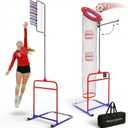 Patented 2in1 Volleyball Setter Training Net Equipment & Vertical Jump Tester Trainer. Setting Target for Jumping Setters Trainers, High Measurement Tool Pole Set for Vollyball Pass Indoor Practice