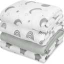 GLLQUEN BABY Muslin Swaddle Blankets 3-Pack Breathable Receiving Blankets (35" x 40") Soft Baby Blankets for Girls and Boys Newborn Essentials Muslin Burp Cloths Swaddle Wrap Baby Gift (Star)