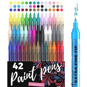 ARTISTRO 42 Acrylic Paint Pens, Art Set Acrylic Markers for Textile, Canvas, Rock, Glass, Wood, Paper, Pumpkin, DIY, Paint Markers for Kids and Adults