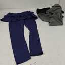 HoeVou Girls Leggings with Skirt for Girls Kids School Uniform Pants Toddler Ruffle Pants Tutu Pull On Warm Clothes 8-10 Y