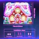 BlissYard Gingerbread House Christmas Blacklight Tapestry Neon Glow in the Dark Candy Tree Gift UV Reactive Holiday Wall Hanging for Bedroom Living Room Kids Party Decor 78x59 Inch