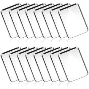 24 Pcs Baking Sheet Stainless Steel Cookie Sheet Small Metal Pans Professional Rectangle Oven Trays Kitchen Baking Cooking Oven and Toaster, (9.1 x 5.9 Inch) Height 0.5inch/1.2cm