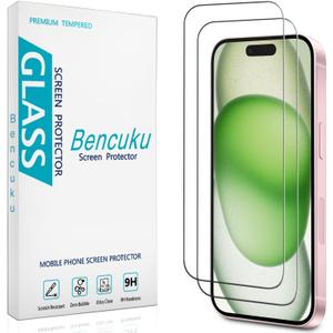 (2 Pack) Tempered Glass for iPhone 15 Plus 6.7 inch Screen Protector, Easy to Install, Bubble Free, 9H Hardness