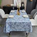 Pioggia Vinyl Tablecloth with Flannel Backing - Waterproof, Oil-Proof, Easy to Clean -Plastic Table Cloth - Perfect for Dining Tables, Kitchen Tables, Parties (Blue Leaves, 5454 Inch Square)