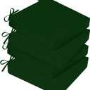 Basic Beyond Outdoor Chair Cushions for Patio Furniture, Waterproof Outdoor Seat Cushions Set of 4 19 x 19, Patio Chair Cushions Set of 4 with Ties and Handle, Forest Green (19x19x3)
