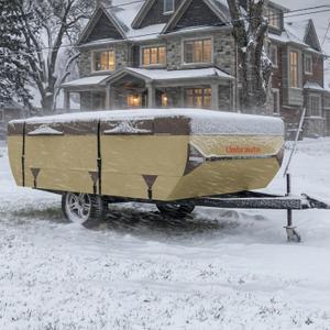 Umbrauto Pop Up Camper Cover 16' ~ 18', Heavy-Duty Waterproof Windproof Folding Tent Trailer 9-Layer Top, 3-Layer Side, Sun-Resistant, Popup Trailer Cover for All-Weather Protection