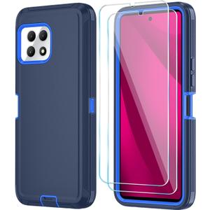 Qinmay Phone Case for T-Mobile Revvl 7 5G Case with HD Screen Protector, Heavy Duty Shockproof & Dropproof 3-Layer Cover Phone Case for T-Mobile Revvl 7 (DarkBlue)