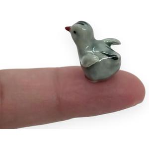 WitnyStore  Inch Gray Spread Wings Chick Chicken Hen Rooster Ceramic Fowl Bird Figurine Terrarium Decoration Collectible Statue for Adult Collector Handcrafted Porcelain Sculpture Home Tabletop Decor