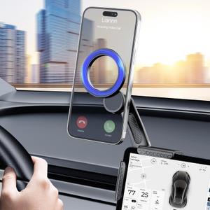 Tesla Phone Mount, for MagSafe Car Mount, Strongest Magnet Power Magnetic Car Phone Holder for Tesla 3/Y/S/X Accessories Screen, Fits All Phone, Tesla Model Y Accessories Tesla Model 3 Accessories (Black)