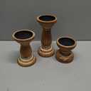 Candle Holder for Pillar Candle Set of 3, Farmhouse Wood Candle Holder, Rustic Wooden Candle Stand, Vintage Small Wooden Candlestick HoldersDecorative for Living Room, Table Centerpiece (Brown)