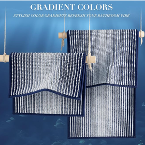 BSICPRO Bathroom Rugs and Mats Sets, 2 Piece Thick Absorbent Chenille Bath Mat Rug Set Non Slip, Soft Shaggy Bath Room Floor Mats for Bathroom, Machine Washable (Navy, 20" x 47" Plus 20" x 32")