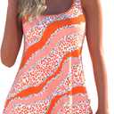 ROSEWE 2025 Tankini Swimsuits for Women, Bathing Suits with Shorts, Modest Swim Dress (Medium, Orange)