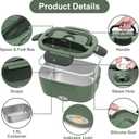 Vabaso Electric Lunch Box for Adults, 80W Heated Lunch Box Portable Food Warmer Lunch Box for Work/Men/Car/Truck with 1.5L 304 Stainless Steel Container Fork & Spoon, 110V/12V/24V