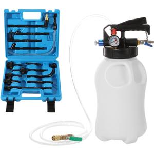 Transmission Fluid Transfer Pump Air Operated, 2 Way Pneumatic ATF Refill Kit, Vacuum Fluid Extractor & Dispenser with 15 Adapters, 3 Hoses, Storage Case for Oil, ATF, Coolant (10L)