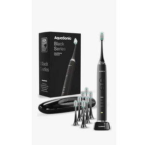 Aquasonic Black Series Ultra Whitening Toothbrush – ADA Accepted Electric Toothbrush 8 Brush Heads & Travel Case – 40,000 VPM Electric Motor & Wireless Charging  4 Modes w Smart Timer