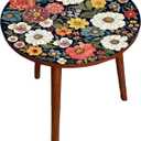 Mandala Round End Table, Small Round Drink SideTable, 3 Legged Living Room End Tables, Mid Century Modern Small Coffee Table for Bedroom Balcony Living Room (15.75" D x 18.5" H) (Madala, Walnut)