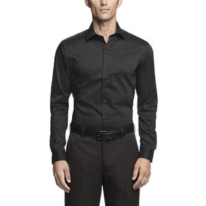 Van Heusen Mens Dress Shirt Slim Fit Ultra Wrinkle Free Flex Collar Stretch (13"-13.5" Neck 32"-33" Sleeve, Black)
