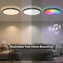 Black Bluetooth Ceiling Light, 24W 2400LM Dimmable RGB Flush Mount LED Light with 2.4G Remote, 3 CCT Ceiling Light with Speaker for Bedroom, Bathroom, Kitchen, Hallway, Hardwired