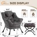 Welnow Lazy Chair with Ottoman, Modern Accent Chair with Armrests and a Side Pocket, Leisure Sofa Armchair, Reading Armchair with Footrest for Small Space, Dark Grey