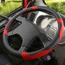 20 Inch Semi Truck Steering Wheel Cover, Anti-Slip Breathable Carbon Fiber Texture with Inner Ring, Black Red for Long-Haul Driving