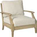 Signature Design by Ashley Clare View Outdoor Eucalyptus Wood Single Cushioned Lounge Chair, Beige