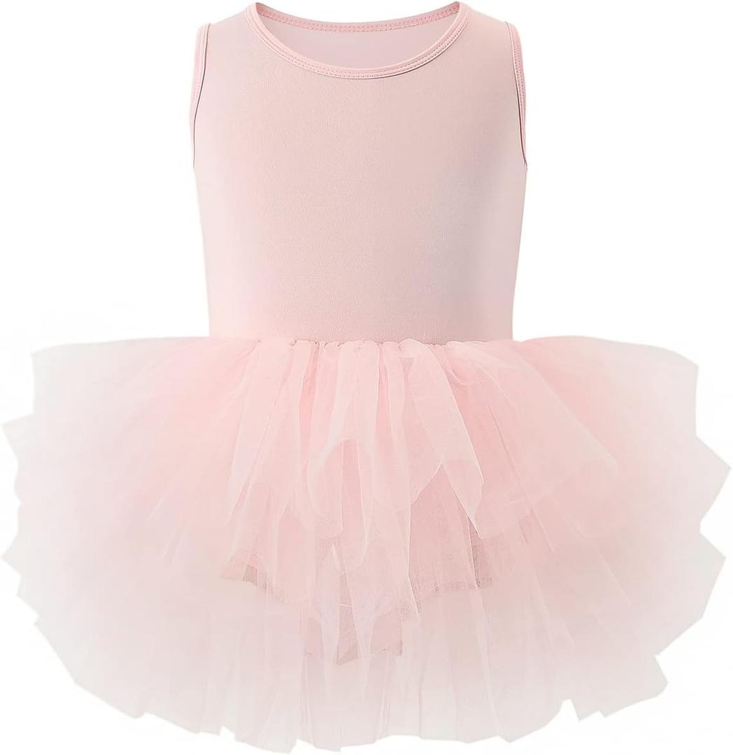 Tutu.kk Girls' Camisole Dance Tutu Leotard with Fluffy 4-Layers Ballet Dress for Ballerina (4-6T)