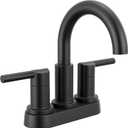 Delta Nicoli Centerset Matte Black Bathroom Faucet, 4 Inch 3 Hole Bathroom Sink Faucet for Vanity, Push-Pop Drain Assembly, Matte Black 25749LF-BL