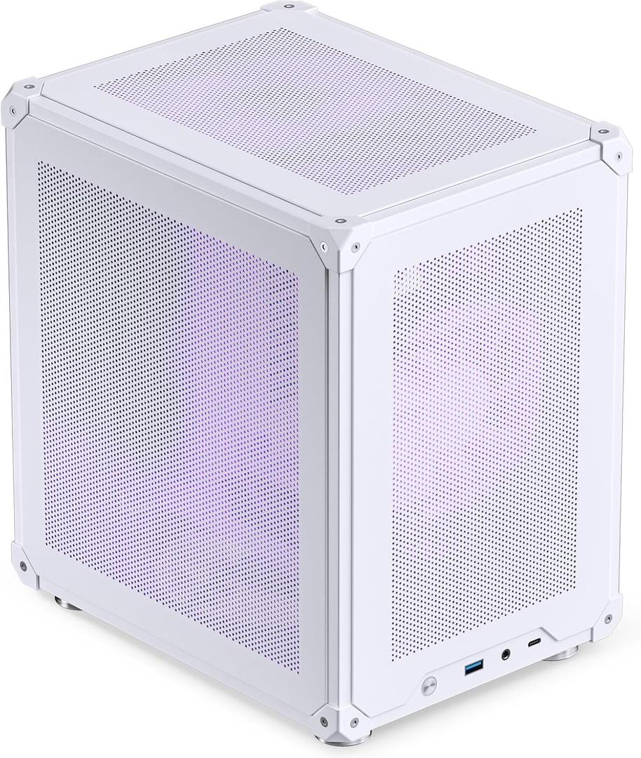 JONSBO C6 White Mini MATX Mesh Case,Simple Compact Desktop Micro ATX Chassis,Upper Cover/Side Panel Tool-Free Open pc case, ATX Power Bite (L185mm Max.),Support 75mm CPU Cooler,GPU200-255mm
